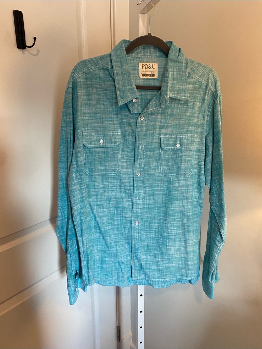 PD&C Men's Teal Button-Up Long Sleeve Shirt L